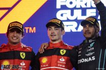 (L to R), Carlos Sainz Jr, Charles Leclerc, Ferrari, Lewis Hamilton, Mercedes, Bahrain International Circuit, 2022