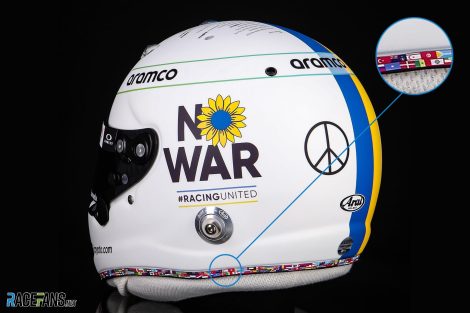 Sebastian Vettel's Bahrain pre-season testing helmet, 2022
